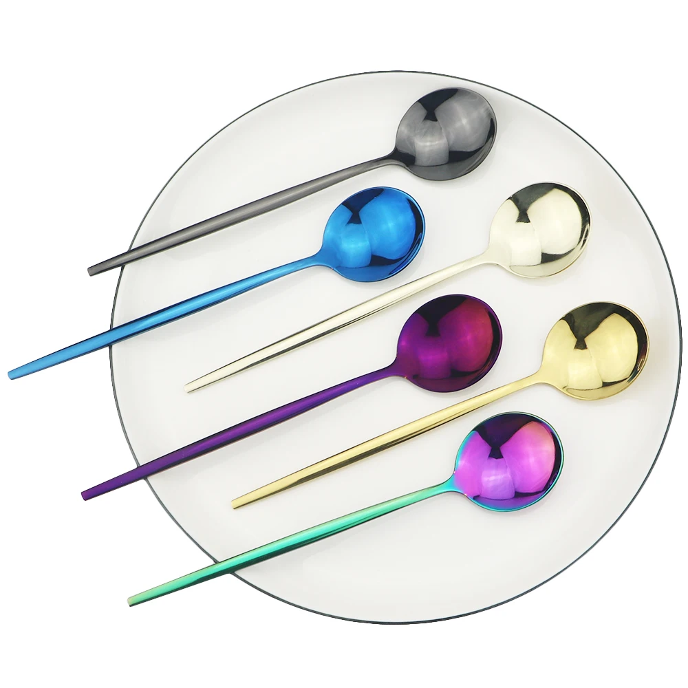 Ложка десертная из нержавеющей стали 18/10 с длинной ручкой 6 шт. | Дом и сад