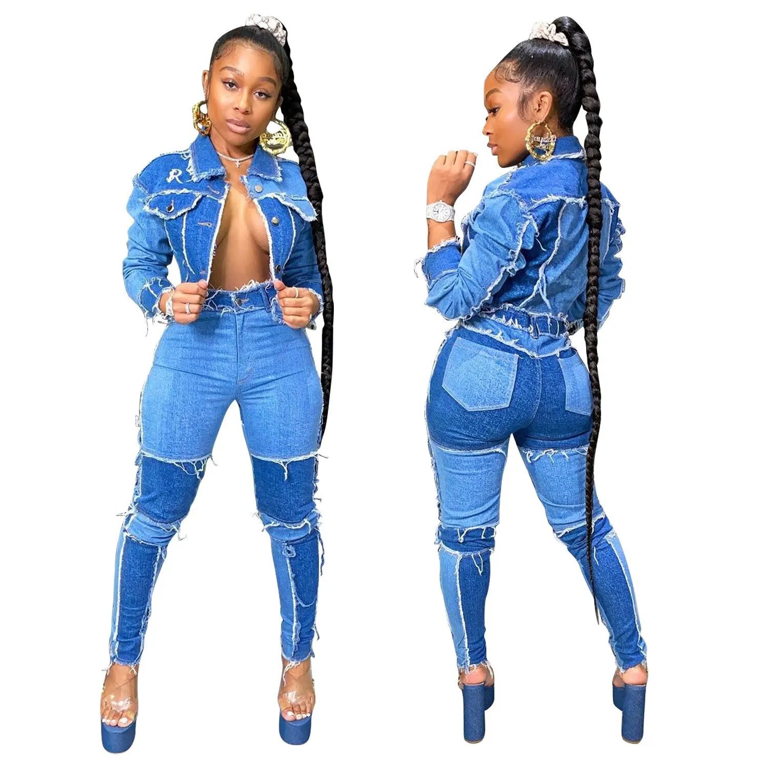 

Fashion Girl's Pencil Pants Spring Ladies' Streetwear Pants High-Waisted Skinny Jean Trousers Famale Patched Jeans S-3XL Size