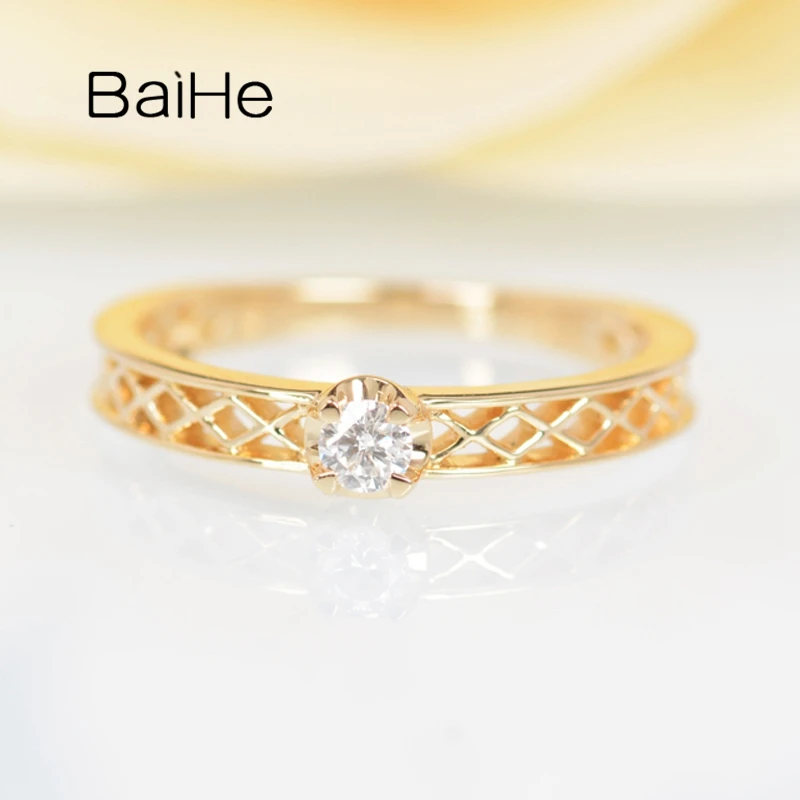 

Кольца BAIHE женские из натурального бриллианта, ювелирные украшения из белого/желтого/розового золота 14 к 0,10 карат, изящные свадебные кольца ...