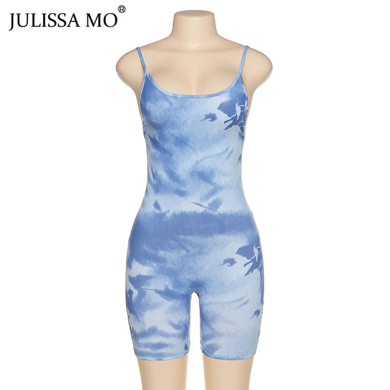 Женский Короткий комбинезон JULISSA MO на тонких бретельках с принтом и открытой