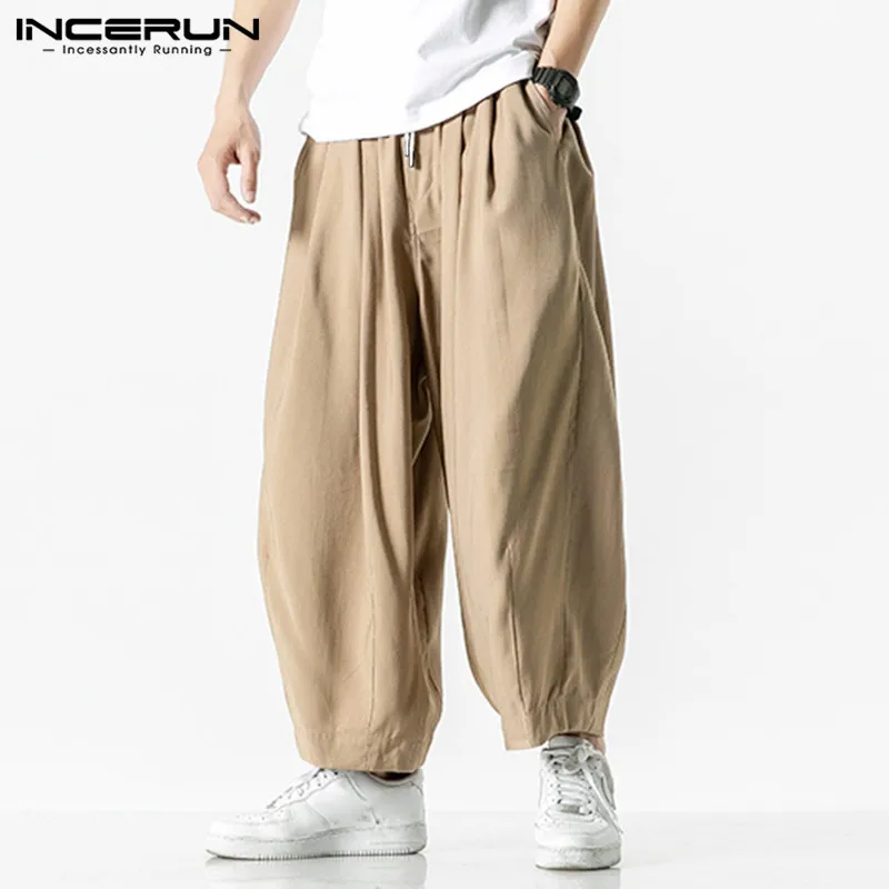 Мужские брюки с широкими штанинами 2021 Drawstring Joggers однотонные карманы Хай стрит