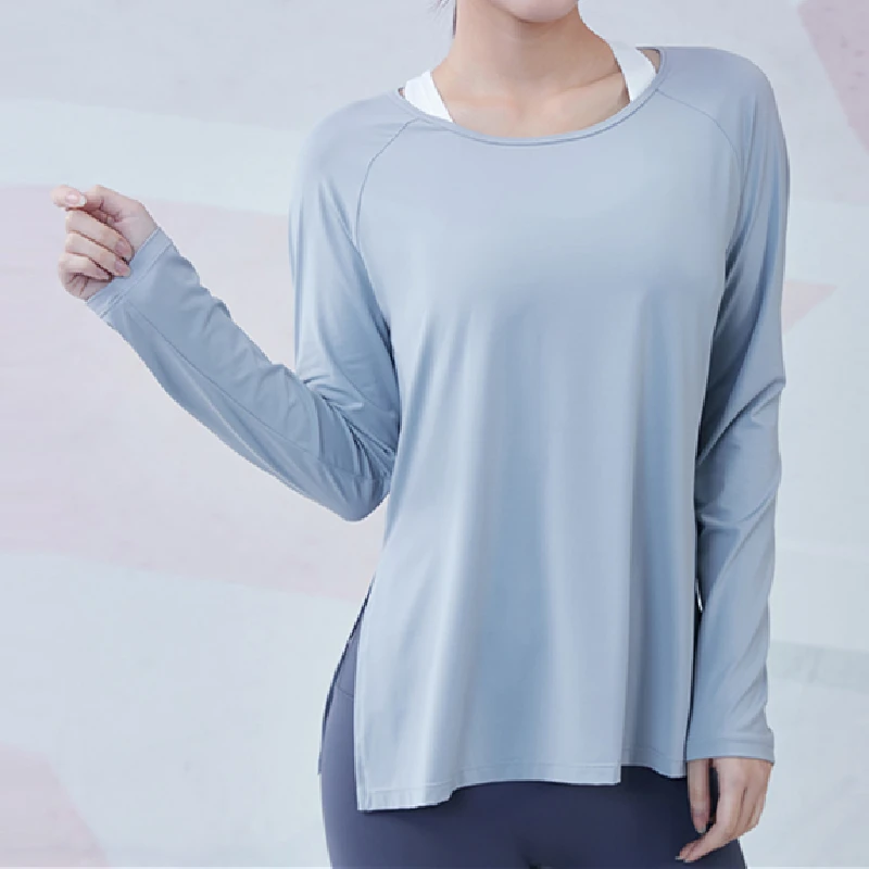 Women's Sports Tops Gym Fitness Long Sleeve Mesh Breathable Loose Outdoors TopPush Up Yoga Shirts Femme Running Workout Tees