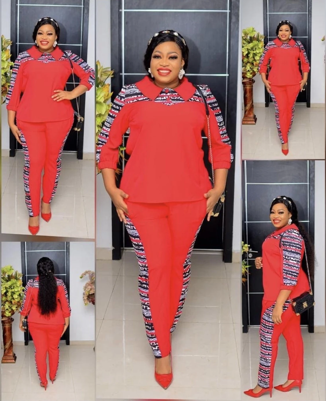 

African Clothes for Women 2021 Spring and Autumn African Long Sleeve Printing Two Pieces Sets Top and Pant African Suit