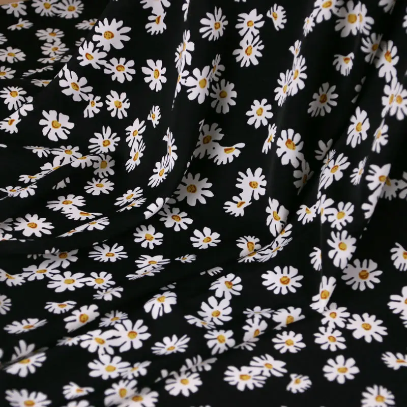 Цветочный принт маргаритки мягкая шифоновая ткань для лета Женская юбка платье