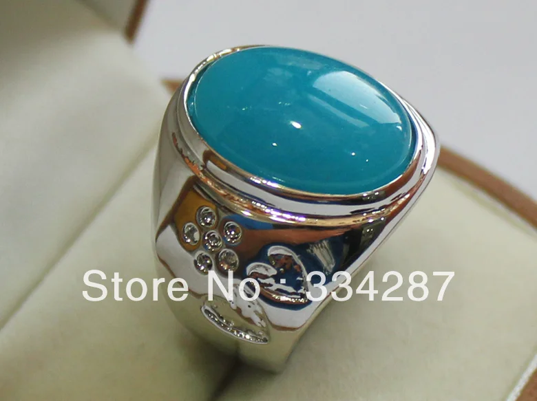 Beautiful Aquamarine Blue Double-heart shape stone Men's Gift Jewelry Ring 13X18MM Bead 18KGP | Украшения и аксессуары