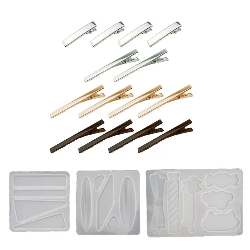 

Handmade Acrylic Resin Hair Barrettes Resin Mold Geometric Shape Alligator Hair Clips UV Epoxy Resin Mold Jewelry Tools