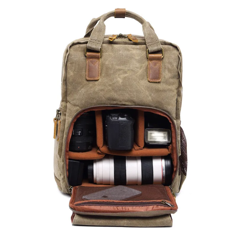 

Batik Waterproof Canvas Digital SLR Photo Backpack Durable Photographer Padded Camera Bag for Camera Lens Flash fit 15'' Laptop