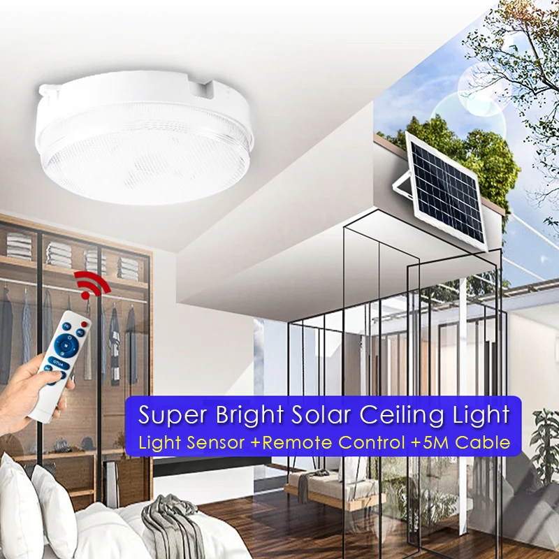 

Светодиодный потолочный светильник на солнечной батарее с дистанционным управлением для спальни, гостиной, декоративное освещение