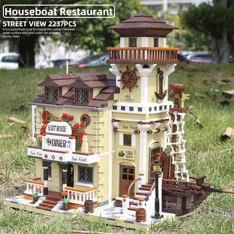 Yeshin 12003 игрушки для строительства улица домик лодка Закусочная модель 16050