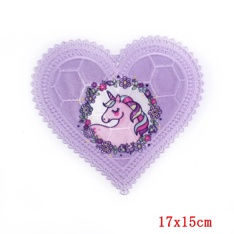 Модные нашивки в форме сердца для одежды аппликация мультяшный единорог нашивка