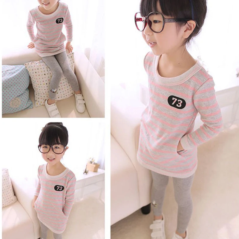 Длинные штаны для маленьких девочек с принтом новинка модная детская одежда