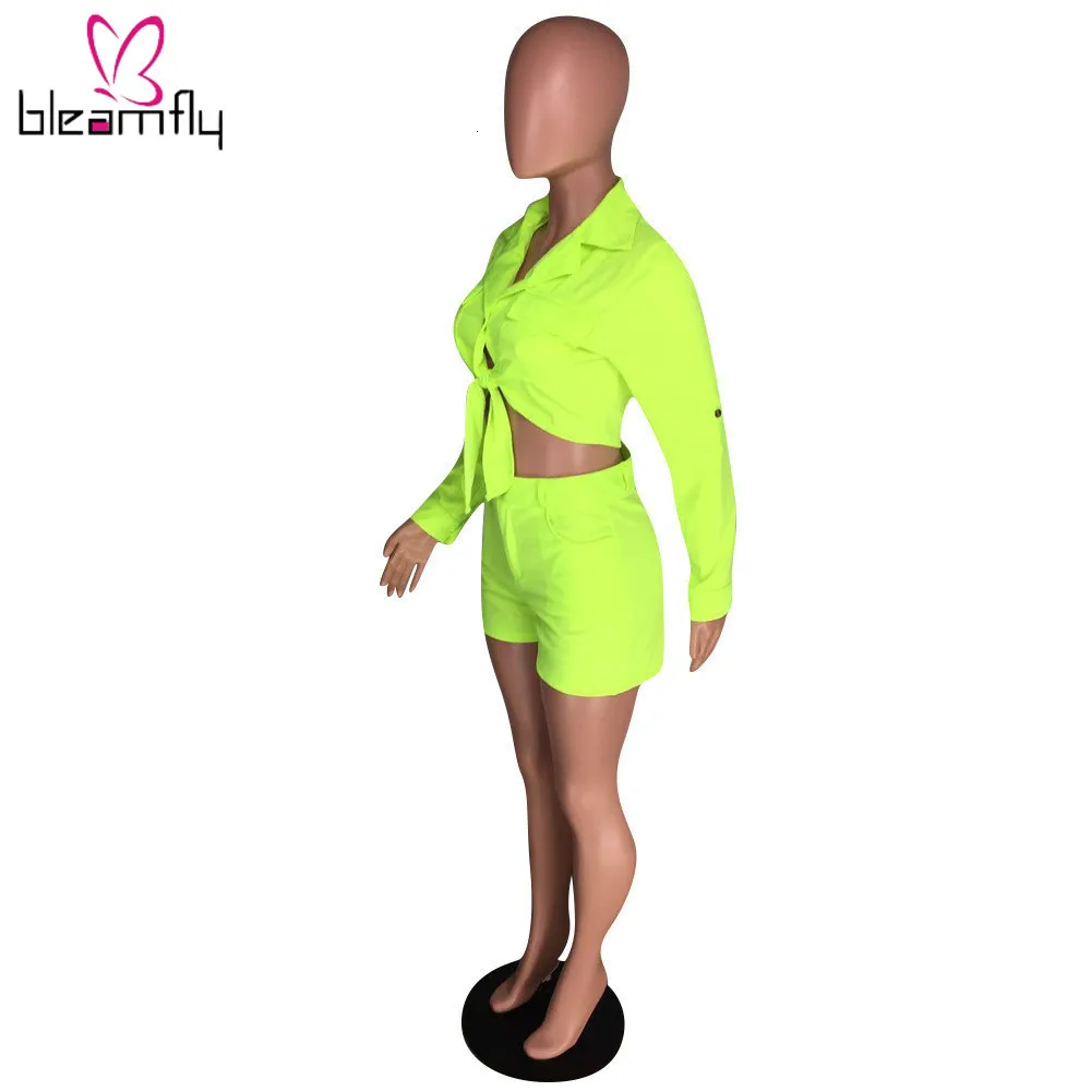 Женская летняя Новинка однотонная короткая блузка с завязками топ и шорты модный