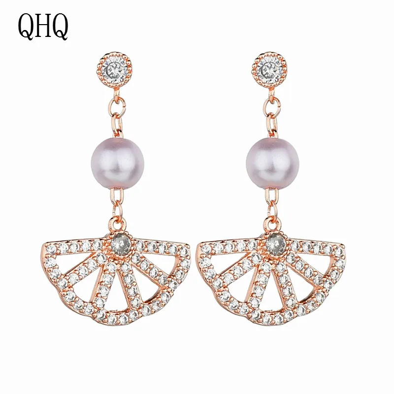 QHQ stud earring geometric ear rings fine accessories jewelry earrings women cubic zirconia diamond studs gifts jewellery boho | Украшения