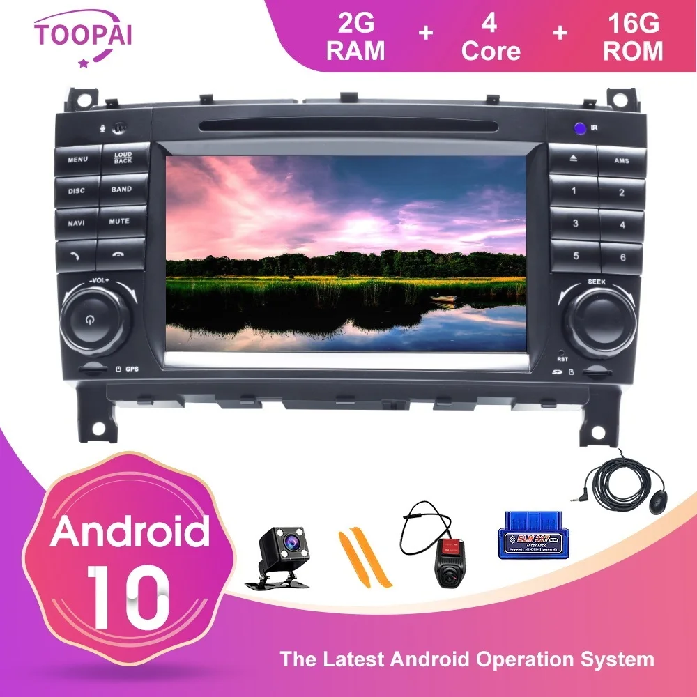 TOOPAI Android 10 для Mercedes Benz W203 CLK200 CLK22 C180 C200 авто радио головное устройство стерео CANBUS