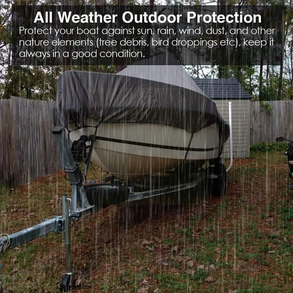 

1 Set Yacht Black Boat Cover Barco Boat Cover Anti-UV Boat Trailerable 210D Heavy Accessories Marine Canvas Waterproof Duty B0N5