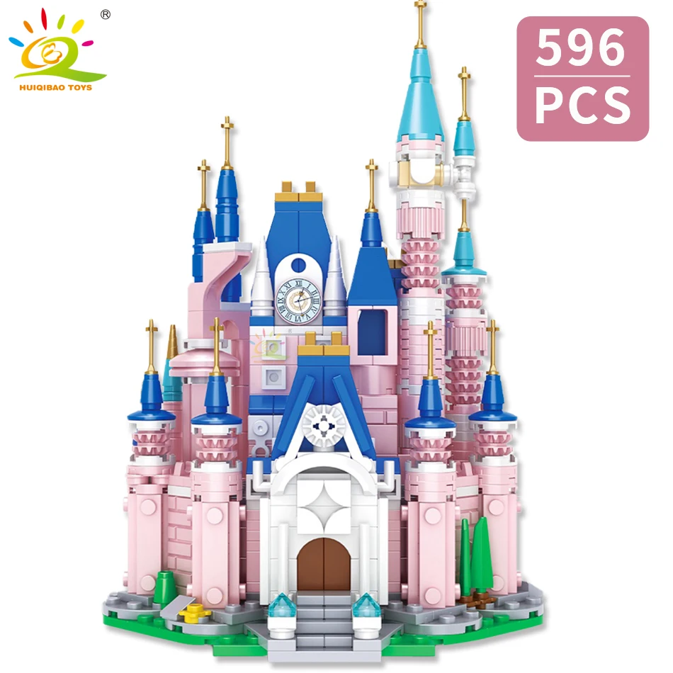 HUIQIBAO 596 шт серия друзей принцесса розовый замок мечты строительные блоки для