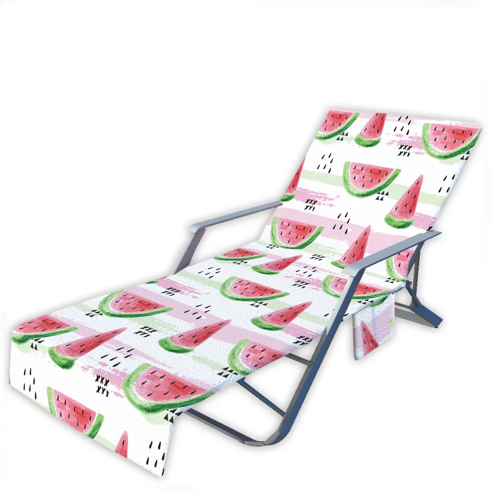 

Watermelon Beach Chair Cover Towel with Side Storage Pockets for Pool Sun Lounger Sunbathing Vacation 82.5"x29.5"