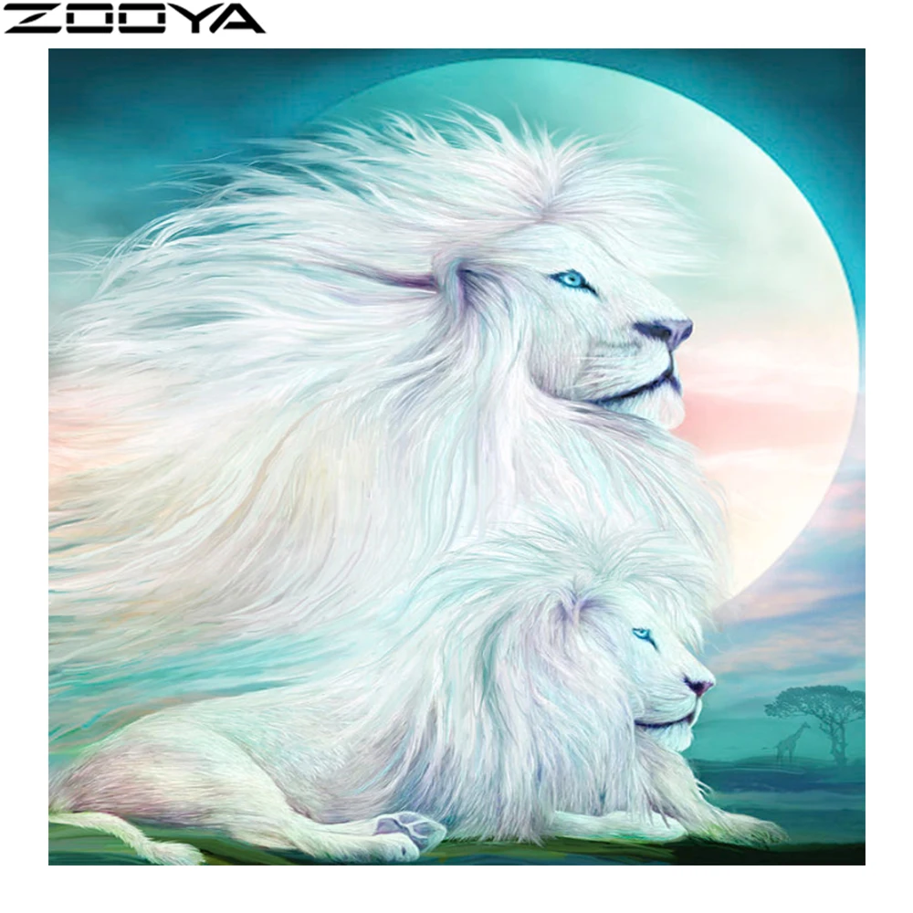 ZW058-5 Zooya полная квадратная Алмазная картина 5D картина Стразы Алмазная Вышивка Полный комплект Лев алмазные мозаичные животные Тигр Zw058 - Цвет: ZW058-5