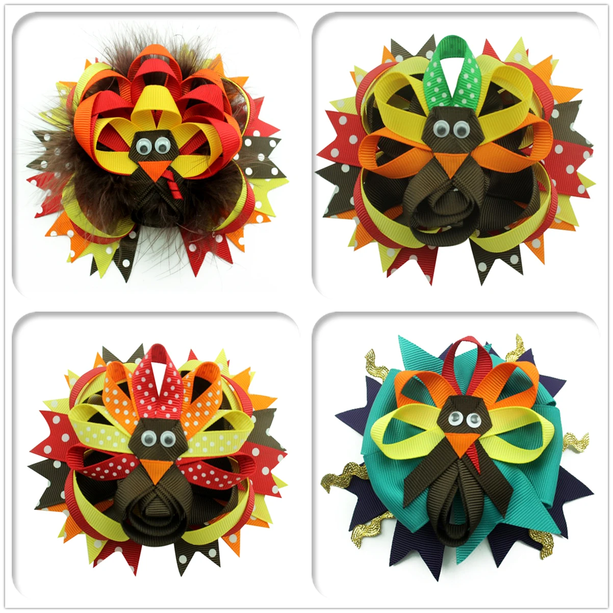6 P 5 дюймов День благодарения бант из перьев для волос подарки девушек и женщин