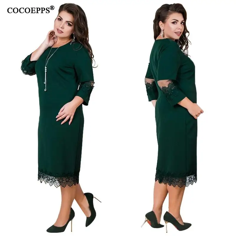 Женское вечернее Платье До Колена 5xl 6xl кружевное лоскутное платье большого