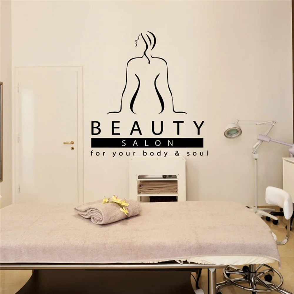 Massage Therapist Spa Woman Beauty Salon Wall Decal Quote Beauty Salon For Your Body & Soul Wall Sticker