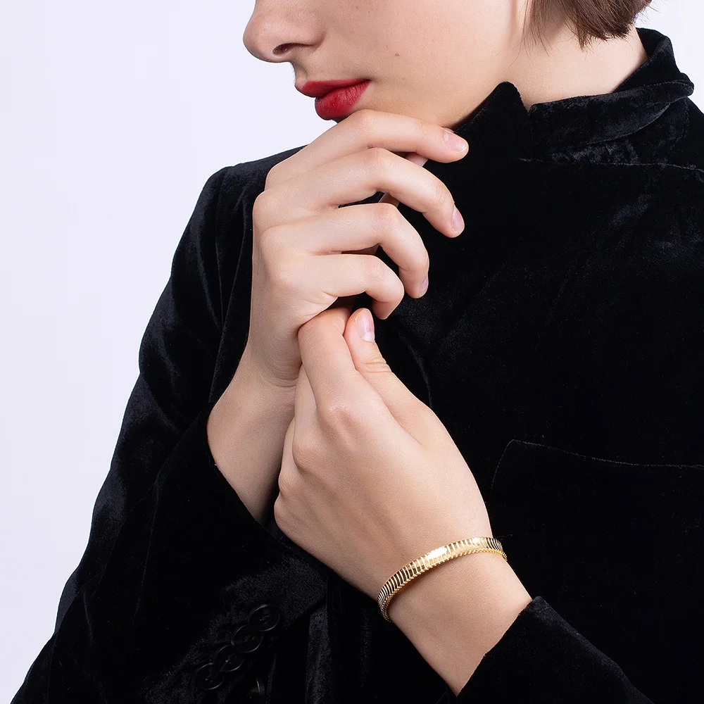 

ENFASHION C Shape Watchband Bracelet For Women Gold Color Open Bracelets 2020 Stainless Steel Fashion Jewelry Pulseras B202222