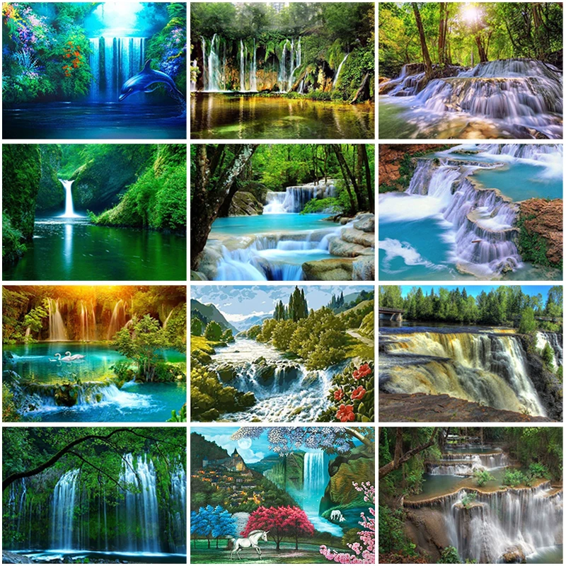 

5D Diamond Painting Nature Scenery Cross Stitch Kit Diamond Embroidery Tree Lake Picture of Rhinestones Handmade Home Decoration