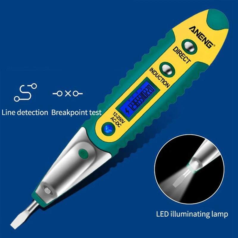 Многоцифровой тестовый карандаш 12-250 В, Электрический шуруповерт, ЖК-дисплей, детектор напряжения, тестовая ручка, инструменты электрика
