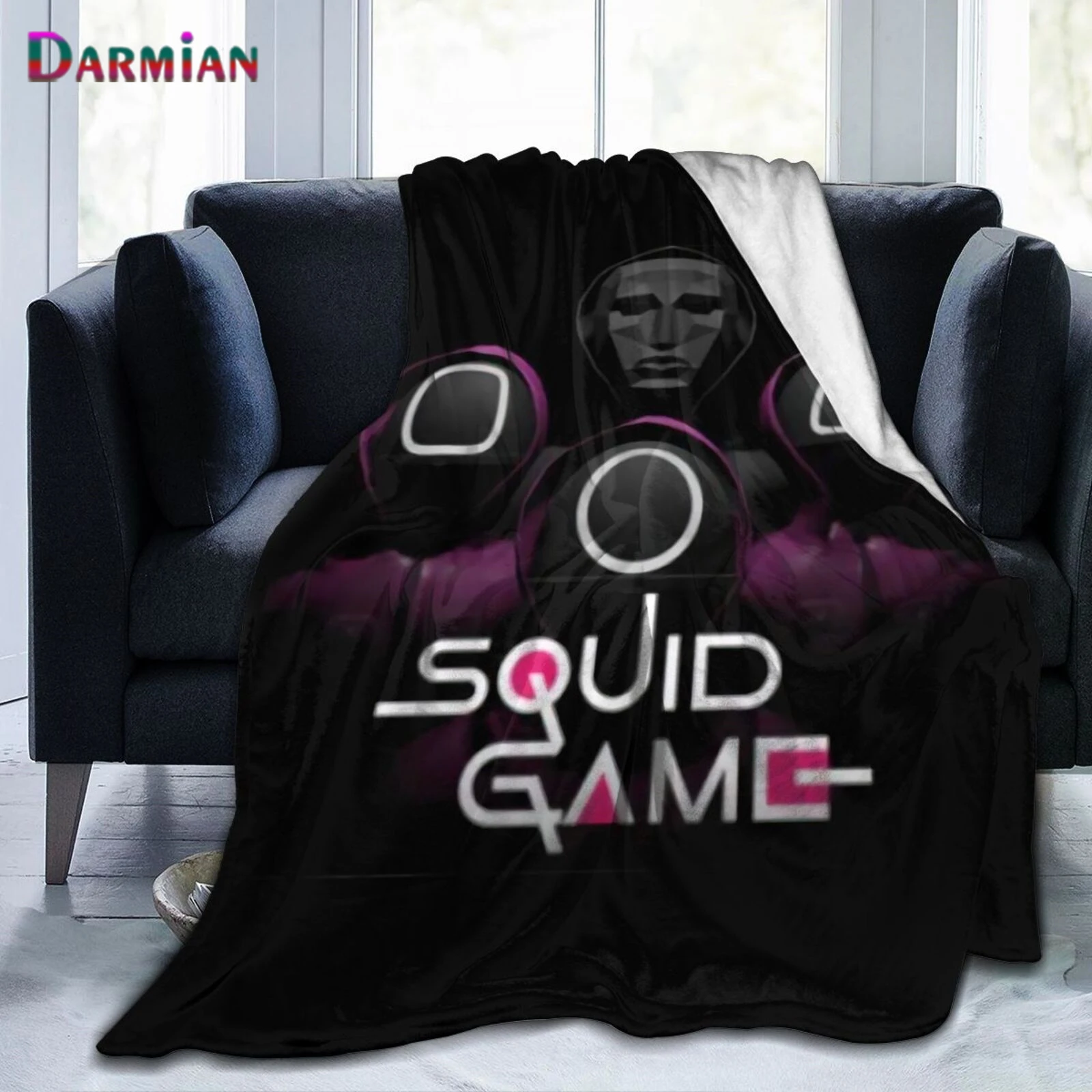 

DARMIAN Luxury Flannel Blanket Quilt Bed Sofa Travel Blanket Fashion Squid Game Print Sherpa Blanket for Kids Adult Dropshipping