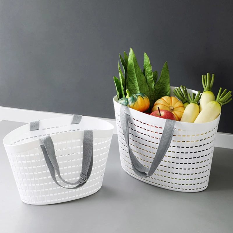 

Multifunctional Shopping Bag Bath Portable Small Bath Basket Household Plastic Snack Storage Box Shopping Fruit Vegetable Basket