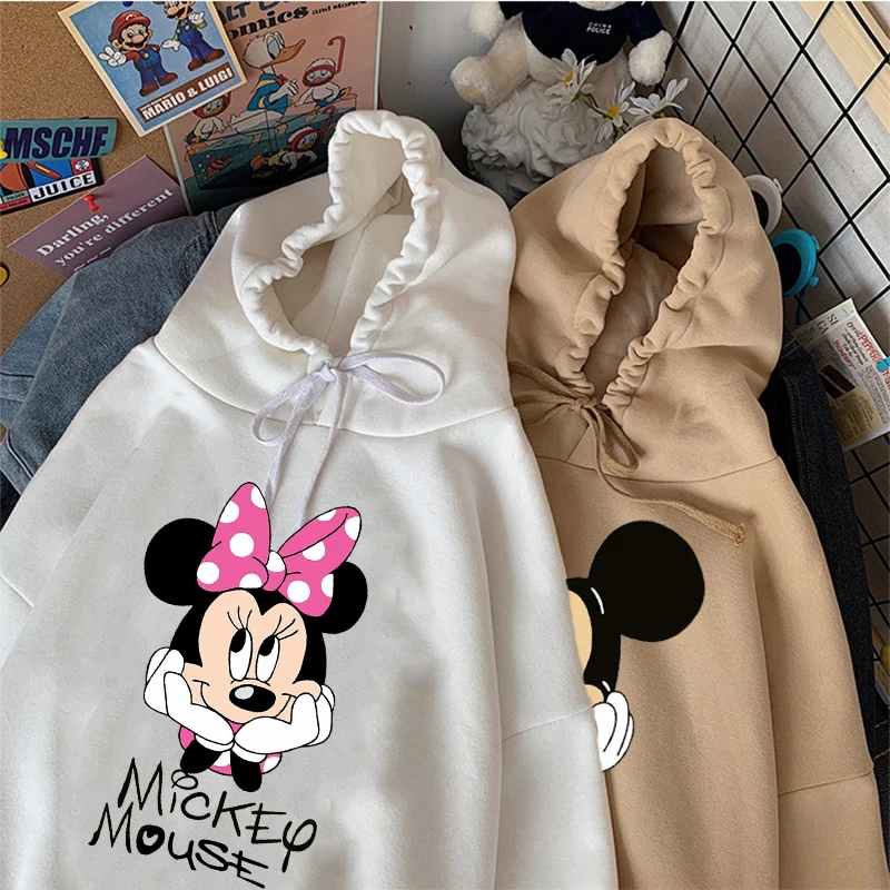 

Disney Women's Harajuku Hoodie Cute Mickey Mouse Hoodie Cartoon Top Long Sleeve Pocket Korean Sweatshirt Fashion Hooded Women