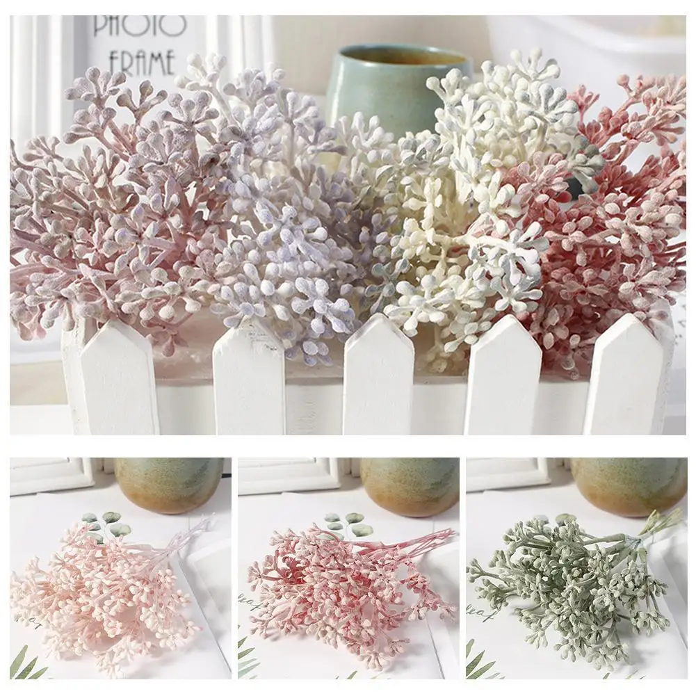 

6pcs/lot Colorful Long Stamen Artificial Flower Plants Bouquet Berry Fake Flower DIY Wreat Box Craft For Wedding Home Decoration