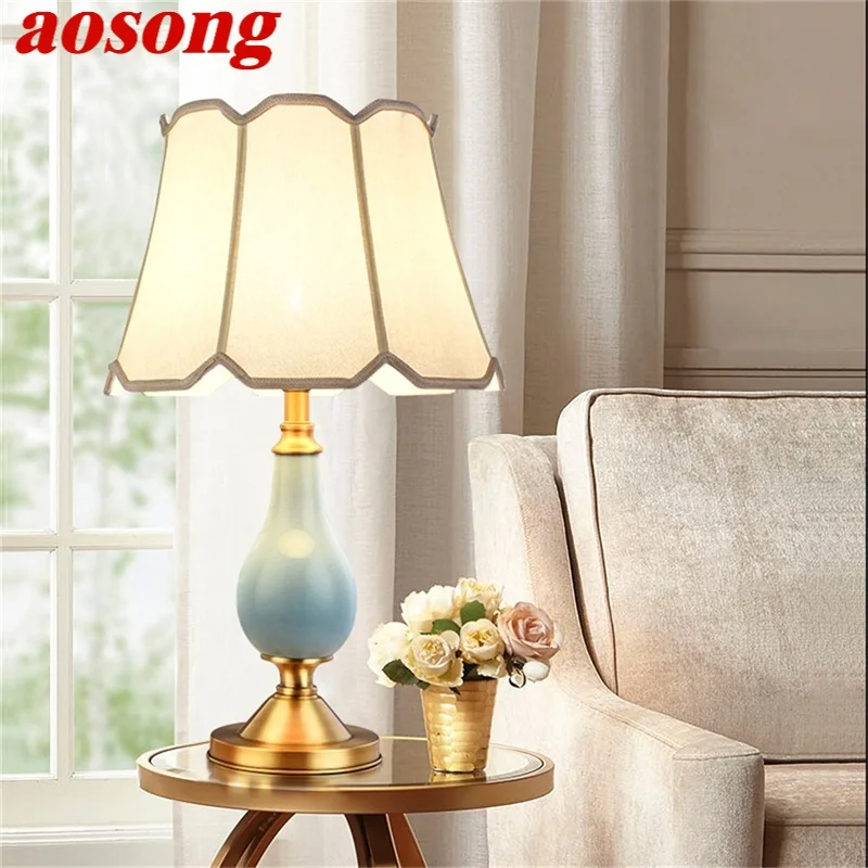 AOSONG Керамические настольные лампы из латуни современный роскошный тканевый