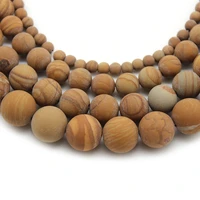wholesale matte brown wood grain natural stone beads loose round beads for jewelry making needlework 4 6 8 10 12 mm diy bracelet