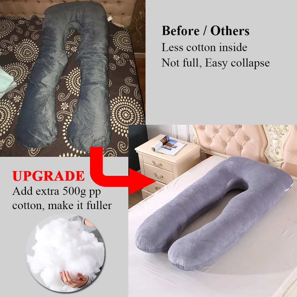 Поддерживающая Подушка для беременных U-образной формы с хлопковой наволочкой