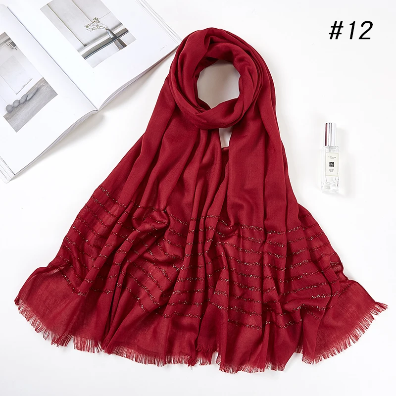 Plain Shimmer maxi cotton scarf hijab solid Fringed shawls glitter muslim long muslim head wrap turbans scarves/scarf 10PCS/LOT