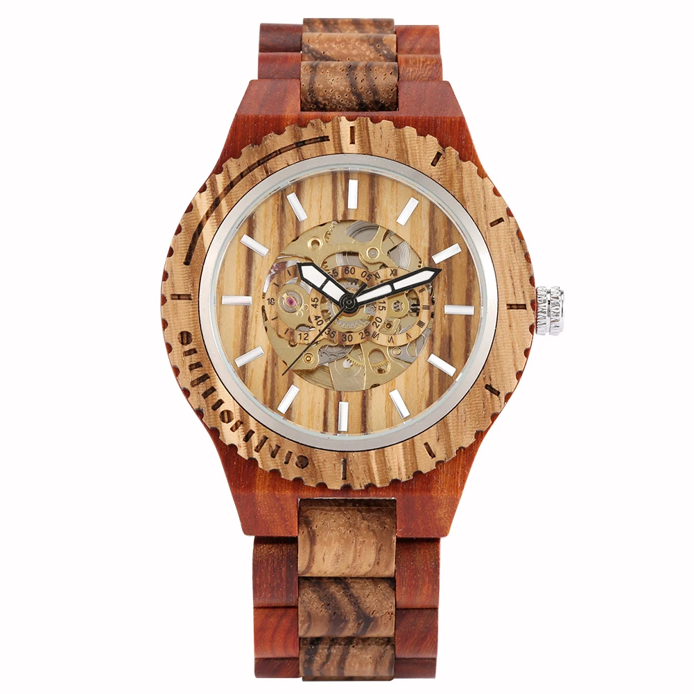 2020 New Fashion Watch Men Automatic Mechanical Wrist Watch Movement Wooden Clock Sport Men Watches Casual Watch Gift For Men