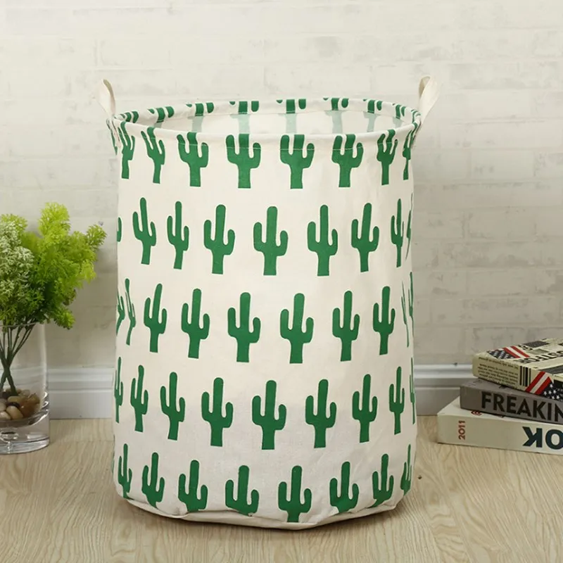 Folding Laundry Basket Round Storage Bag Cute Large Capacity Hamper Clothes Toy Bucket Organizer for Home | Дом и сад