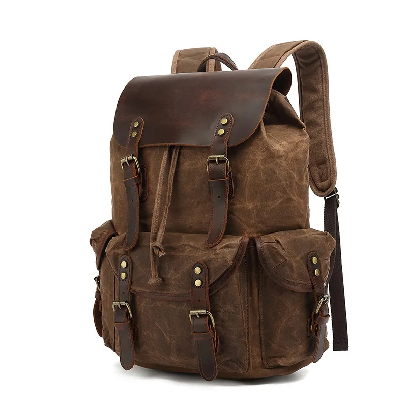Men's Large Capacity Travel Backpack Canvas Outdoor Mountaineering Bagpack Male School Bag Women's Laptop Backpack Shoulder Bag