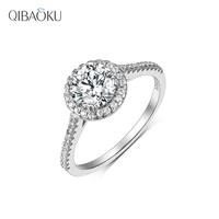 round moissanite solid 14k white gold engagement ring for women shiny moissanite wedding rings luxury jewelry