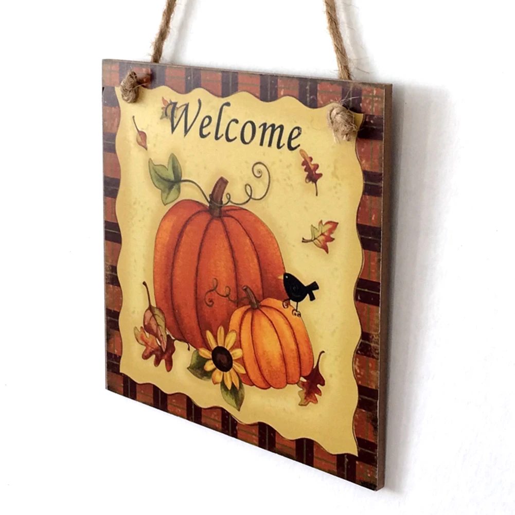 Деревянные тыквы подсолнечника Бляшка доска Хэллоуин Урожай подвесной