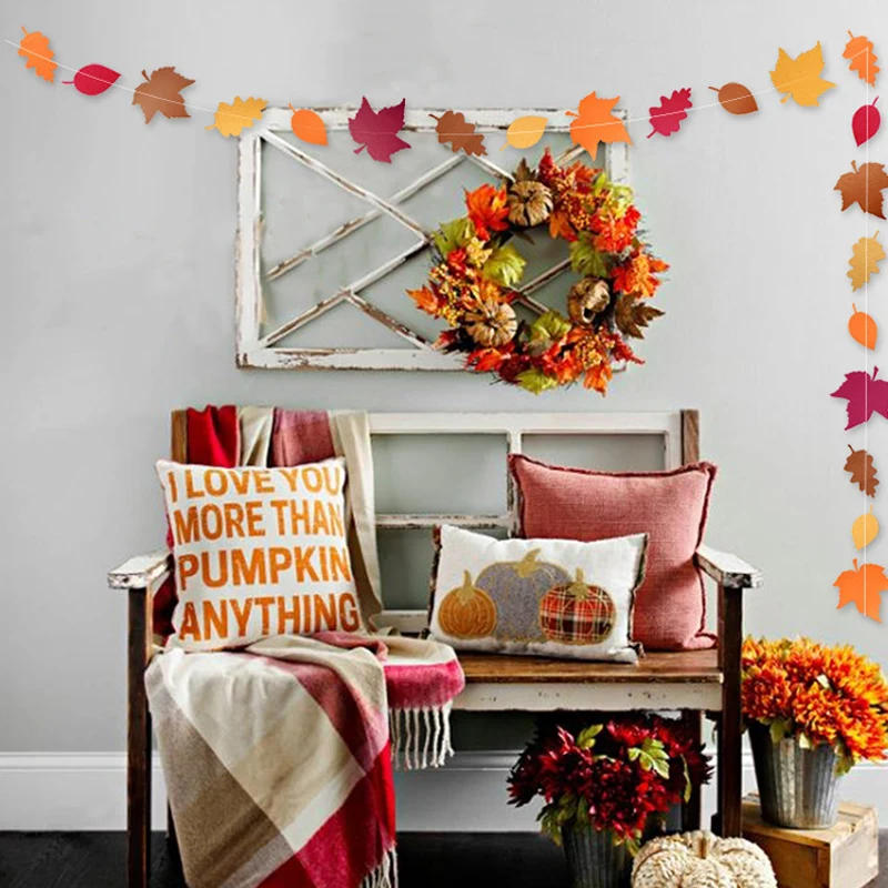 Искусственные листья бумажные цветы подвесные гирлянды Рождественский венок