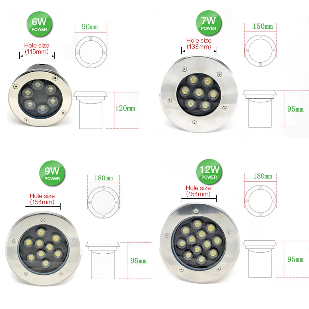 IP68 LED Underground light Outdoor Ground Floor Lamp Garden Square Path Buried Yard Spot Landscape AC85-265V ACDC12V 24V | Освещение