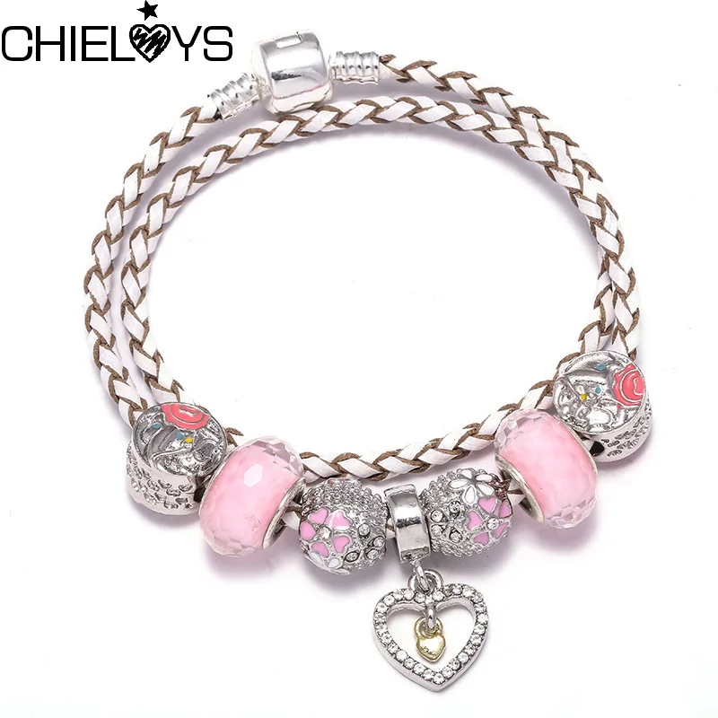 CHIELOYS роскошные розовые брендовые браслеты с подвесками для женщин модные