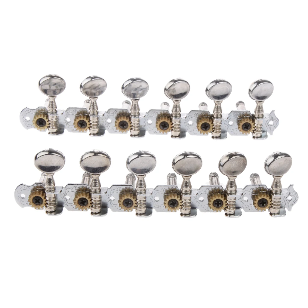 6L 6R Tuning Pegs Tuners Machine Heads for 12 String Acoustic Guitar Silver | Спорт и развлечения