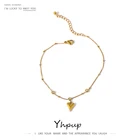 Женский ножной браслет Yhpup, Золотая из нержавеющей стали, ножной подвеска в форме сердца с фианитами, модная летняя металлическая цепочка
