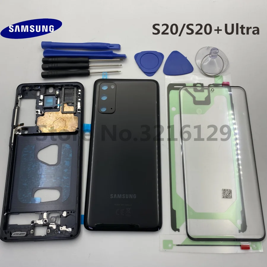

Original S20 Full Housing Case Back Cover+Front Screen Glass Lens+Middle Frame For Samsung Galaxy S20+Plus Ultra Fall part