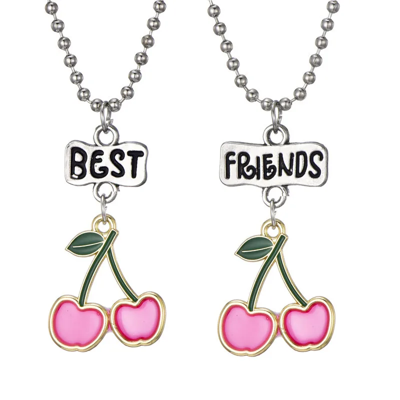 

Ожерелье для лучших друзей, комплект из 2 предметов, модная цепочка, ювелирные изделия, кулон в форме вишни для женщин и девушек, подарок на д...