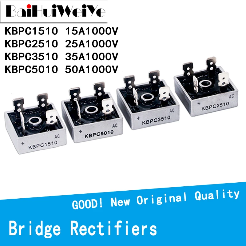 

2PCS/LOT KBPC1510 KBPC2510 KBPC3510 KBPC5010 15A 25A 35A 50A 1000V Diode Bridge Rectifier New Original Good Quality Chipset