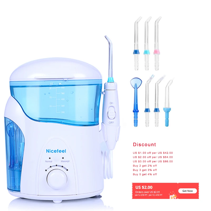 

Ирригатор полости рта Nicefeel Электрический с 7 насадками, 600 мл